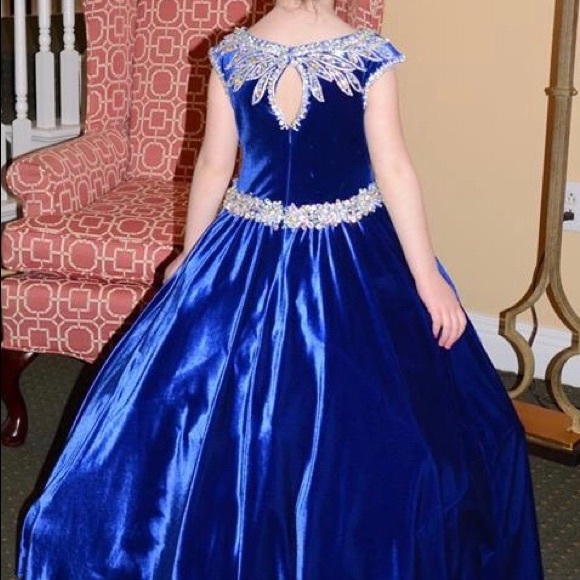 Little Rosie Dresses Little Rosie Royal Blue Velvet Pageant Dress